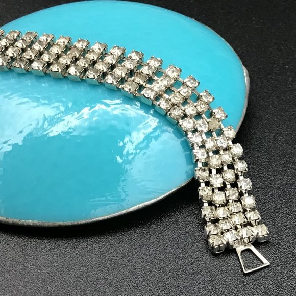 Vintage Multi Strand Rhinestone Bracelet - Picture 7 of 16